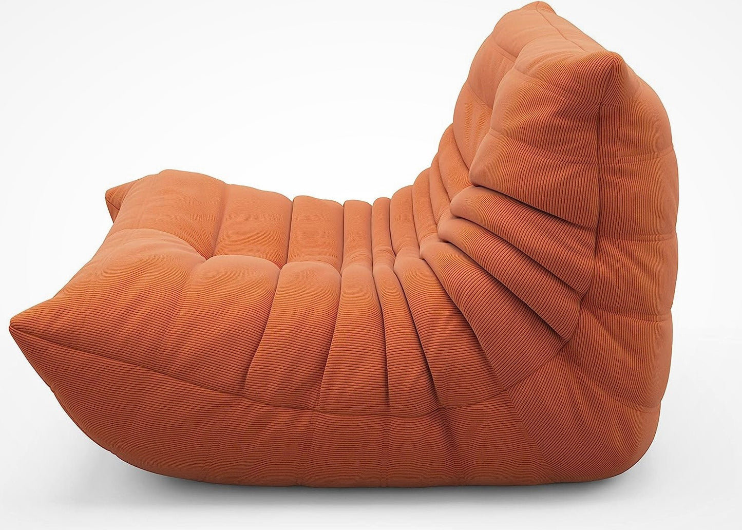 Orange Corduroy Ergonomic Accent Armless Floor Sofa Lounge Chair and Ottoman
