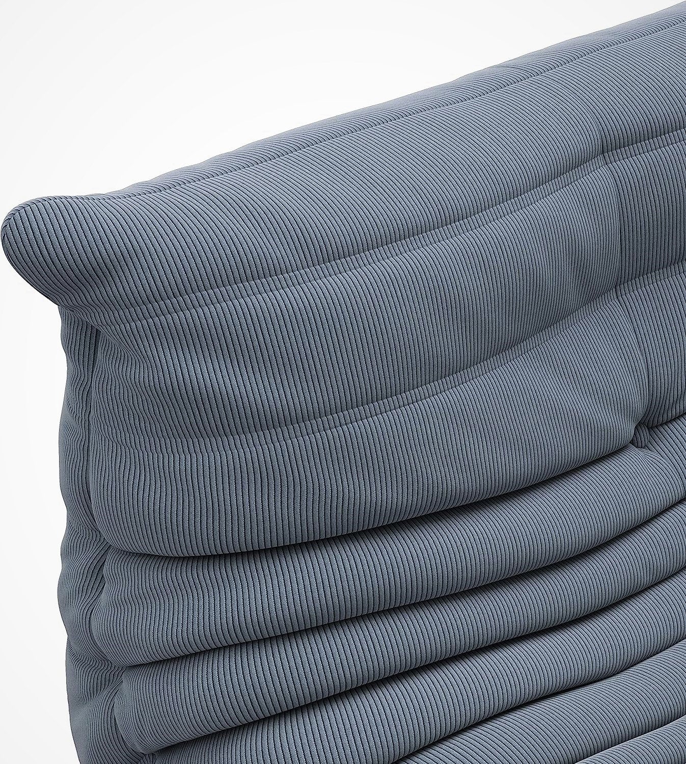 Blue Grey Corduroy Ergonomic Accent Armless Floor Sofa Lounge Chair and Ottoman
