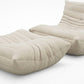 White Teddy Modern Ergonomic Accent Armless Floor Sofa Lounge Chair and Ottomam