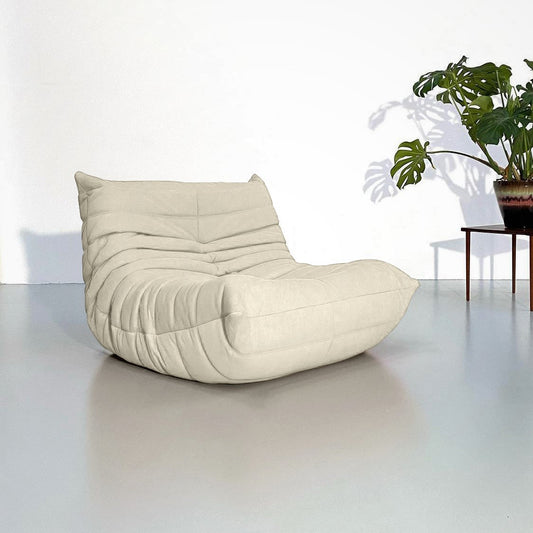 White Teddy Modern Ergonomic Accent Armless Floor Sofa Lounge Chair and Ottomam