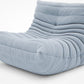 Light Blue Suede Modern Ergonomic Accent Armless Floor Sofa Lounge Chair