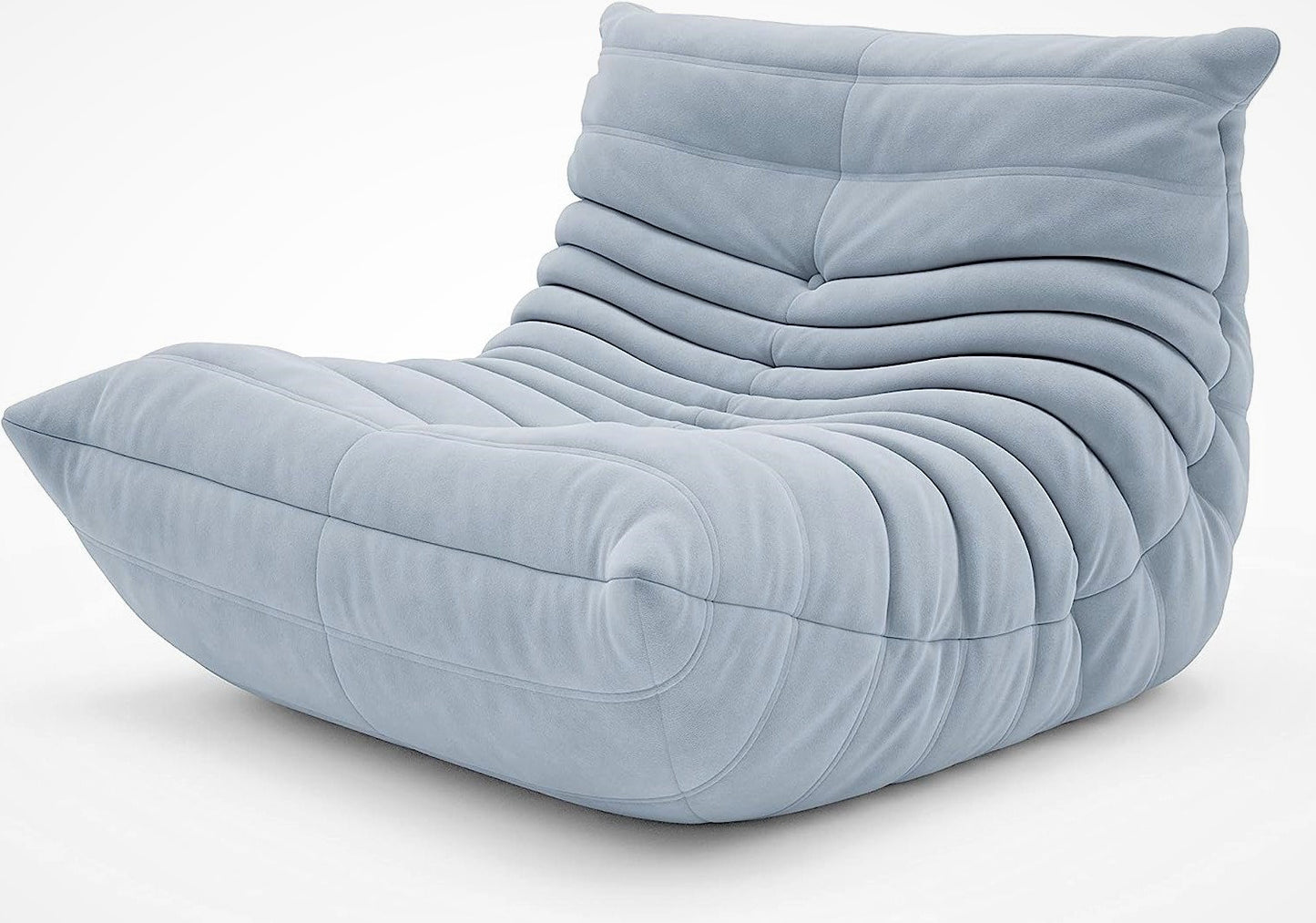 Light Blue Suede Modern Ergonomic Accent Armless Floor Sofa Lounge Chair