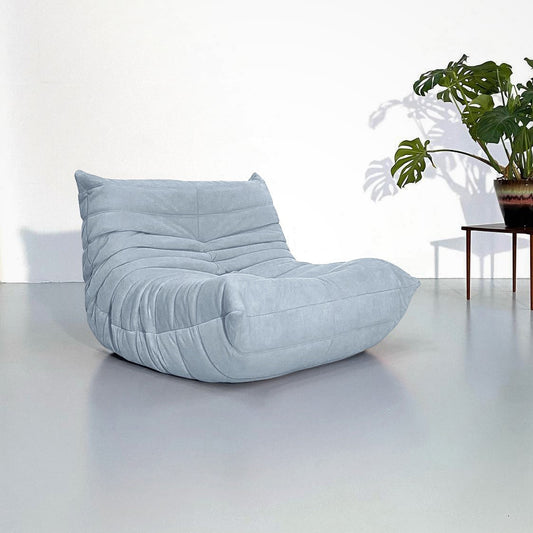 Light Blue Suede Modern Ergonomic Accent Armless Floor Sofa Lounge Chair