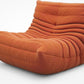 Orange Corduroy Ergonomic Accent Armless Floor Sofa Lounge Chair and Ottoman