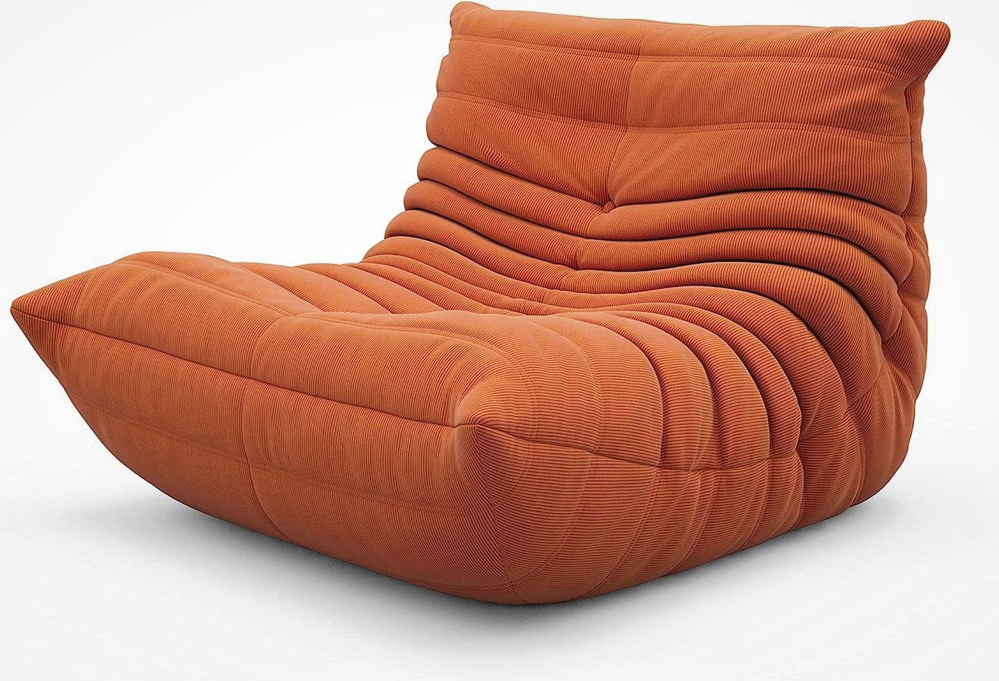 Orange Corduroy Ergonomic Accent Armless Floor Sofa Lounge Chair and Ottoman