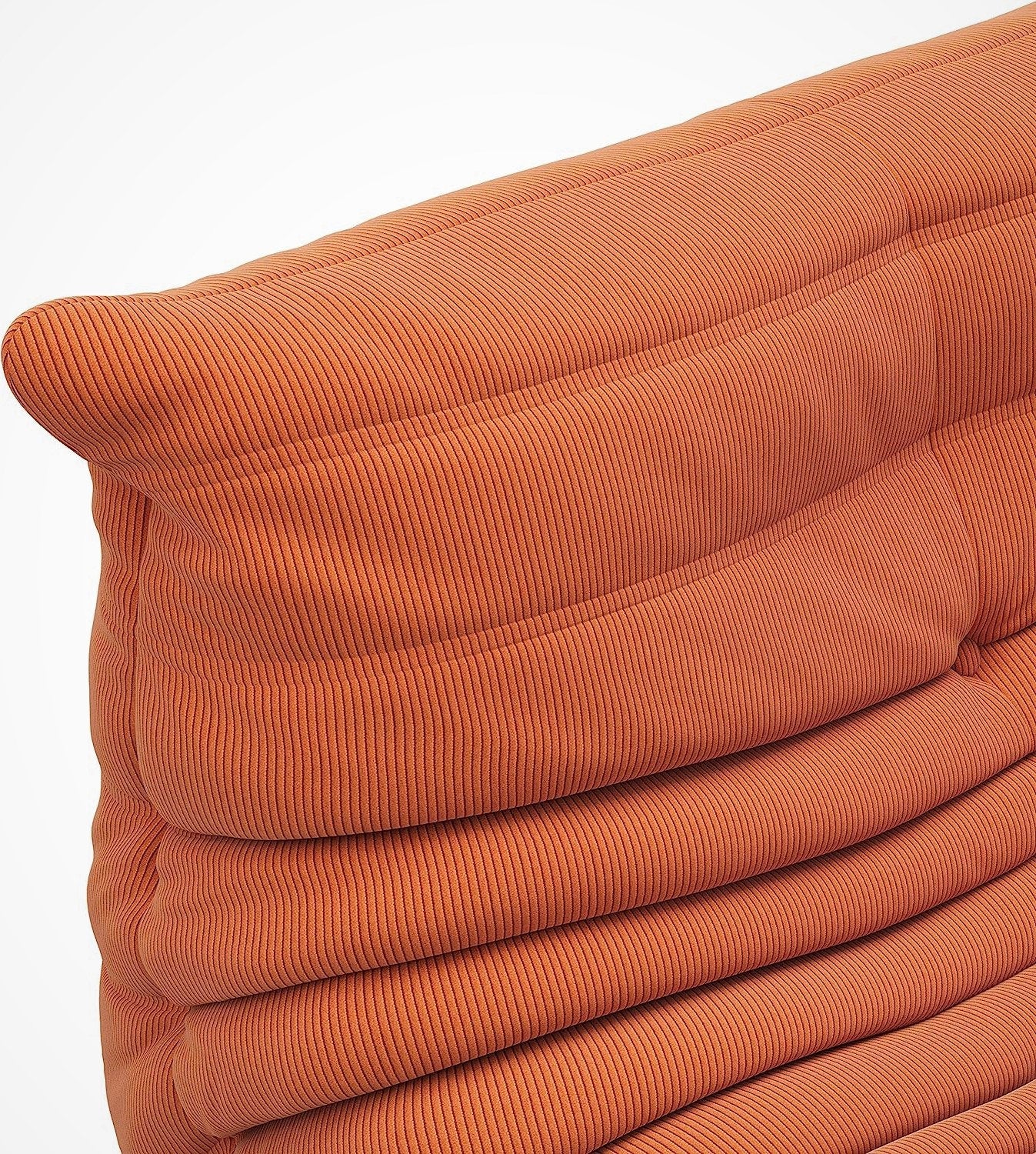 Orange Corduroy Ergonomic Accent Armless Floor Sofa Lounge Chair and Ottoman