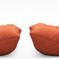 Orange Corduroy Ergonomic Accent Armless Floor Sofa Lounge Chair and Ottoman