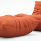 Orange Corduroy Ergonomic Accent Armless Floor Sofa Lounge Chair and Ottoman
