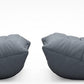 Blue Grey Corduroy Ergonomic Accent Armless Floor Sofa Lounge Chair and Ottoman
