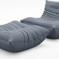 Blue Grey Corduroy Ergonomic Accent Armless Floor Sofa Lounge Chair and Ottoman