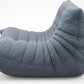 Blue Grey Corduroy Ergonomic Accent Armless Floor Sofa Lounge Chair and Ottoman