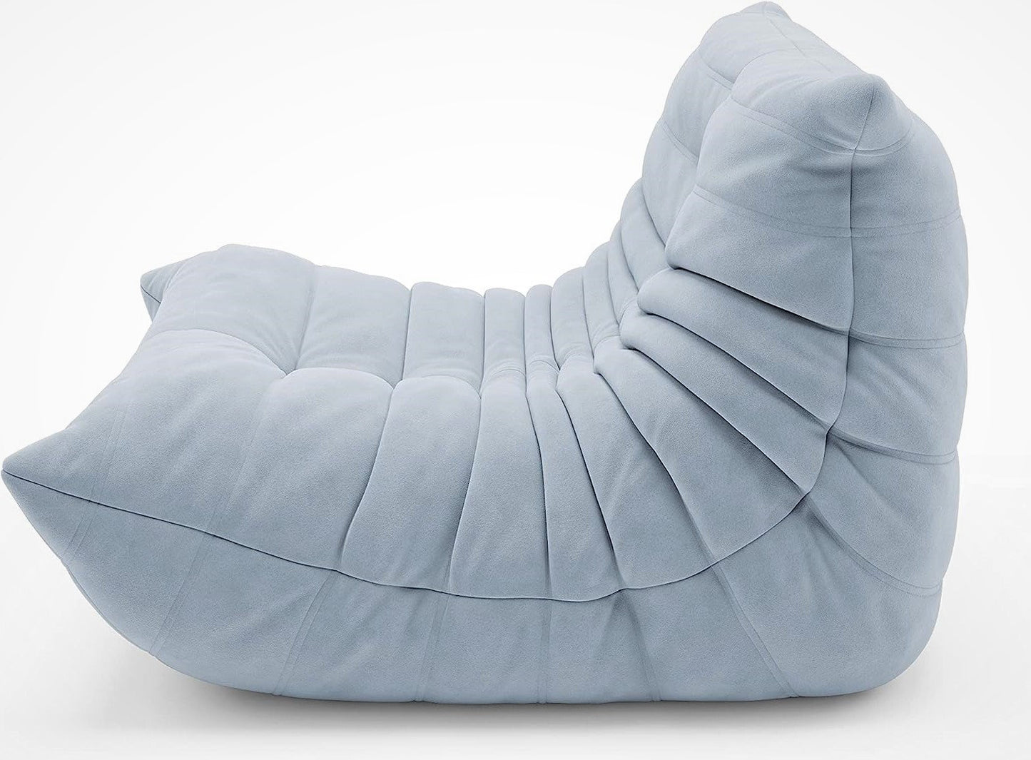 Light Blue Suede Modern Ergonomic Accent Armless Floor Sofa Lounge Chair
