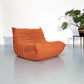 Orange Corduroy Ergonomic Accent Armless Floor Sofa Lounge Chair and Ottoman