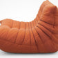 Orange Corduroy Ergonomic Accent Armless Floor Sofa Lounge Chair and Ottoman