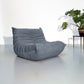 Blue Grey Corduroy Ergonomic Accent Armless Floor Sofa Lounge Chair and Ottoman